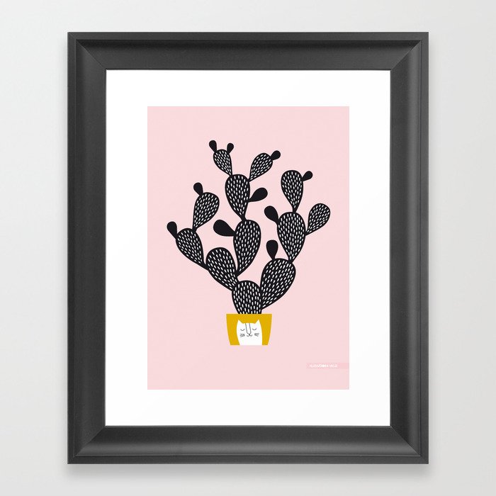 Pink & Cactus Framed Art Print