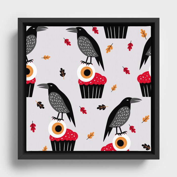 Halloween Home Living Decor Crow Pattern Gift Framed Canvas
