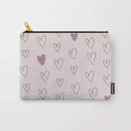 purple hearts Carry-All Pouch | Pattern, Purple, Graphicdesign, Pencil, Love, Girl, Digital, Black And White, Heart, Relationship 