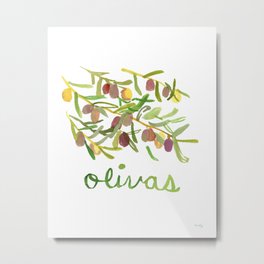 Olivas Metal Print | Food, Kitchen, Charming, Spain, Aceitunas, Olives, Spanishfood, Watercolor, Colorful, Painting 