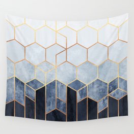 Soft Blue Hexagons Wall Tapestry