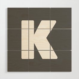 K (White & Grey Letter) Wood Wall Art