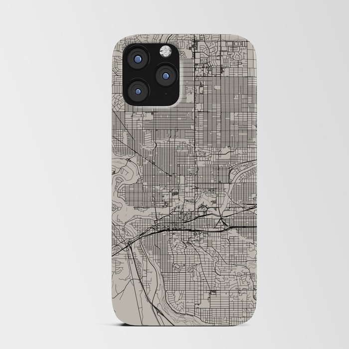 Spokane USA - City Map in Black and White - Minimal Aesthetic iPhone Card Case
