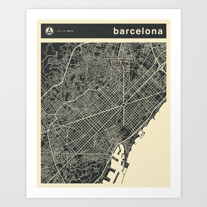 BARCELONA MAP Art Print by jazzberryblue | Society6