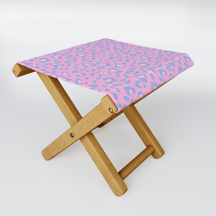 BLUE & PINK ANIMAL PRINT Folding Stool