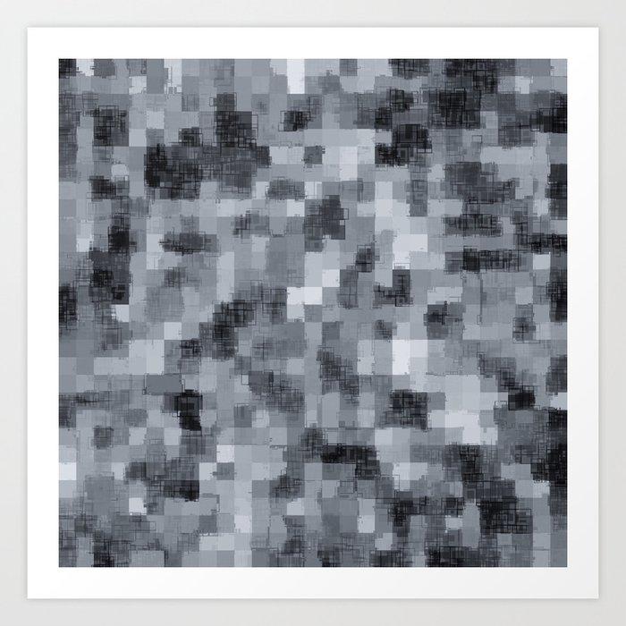 Geometric Square Pattern Abstract Background In Black And White Art Print By Timla Society6