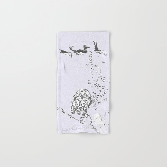 Two Tailed Duck and Jellyfish Lavender Hand & Bath Towel