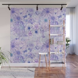 radiant violet floral bouquet aesthetic array Wall Mural