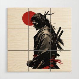 Samurai warrior on profile Wood Wall Art