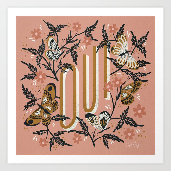 Oui Butterflies – Blush & Golda Art Print