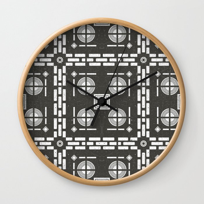 Mediterranean Pattern 10 - Tile Pattern Designs - Geometric - Grey - Ceramic Tile - Surface Pattern Wall Clock