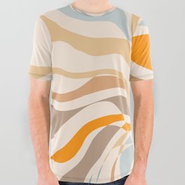 YOUR HEALTH IS YOUR WEALTH with Liquid retro abstract pattern in orange and blue All Over Graphic Tee