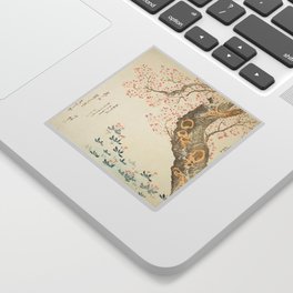 Katsushika Hokusai - Dandelions and Clovers Beneath Cherry Tree Sticker