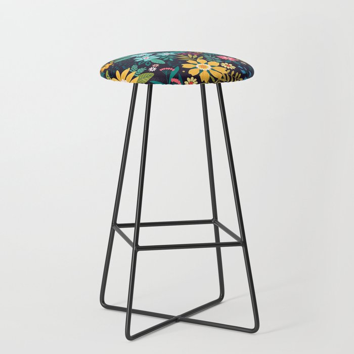 Bright floral pattern. Fantastic flowers. Bar Stool by Ann Pen