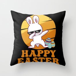 Happy Easter Kids Toddler Dabbing Bunny Throw Pillow