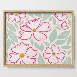 Pink Spring Blooms - Sage and Yellow Serving Tray