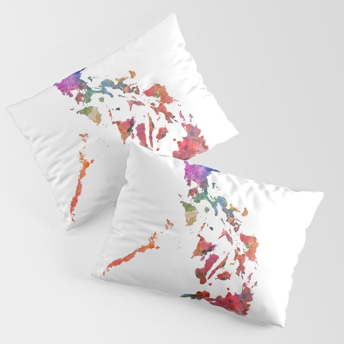 Philippines Watercolor Map Art by Zouzounio Art Pillow Sham