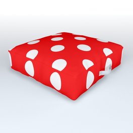 POLKA DOT DESIGN (WHITE-RED) Outdoor Floor Cushion | Red, Minimalism, White, Minimal, Spotted, Patterns, Shapes, Dotted, Minimalist, Shape 