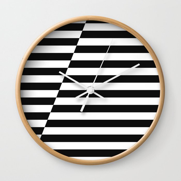 Black and White Offset Stripes Wall Clock