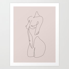 Nips and Hips in blush / Pink female body outline drawing / Explicit Design  Art Print