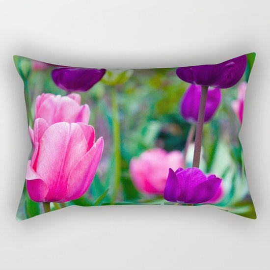 Colorful Tulips Rectangular Pillow