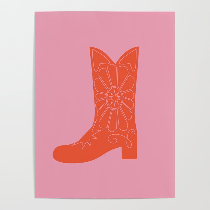 Red and Pink Cowgirl Boot! Poster