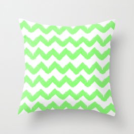 Hand-Drawn Chevron (Light Green & White Pattern) Throw Pillow