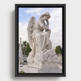 Necropolis Graveyard Statue Angel Marble Cuba Island Carving Art Icon Christian Saint Holy God Cemet Framed Canvas