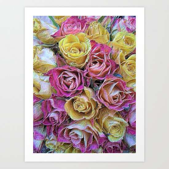 Vintage Paper Roses Art Print