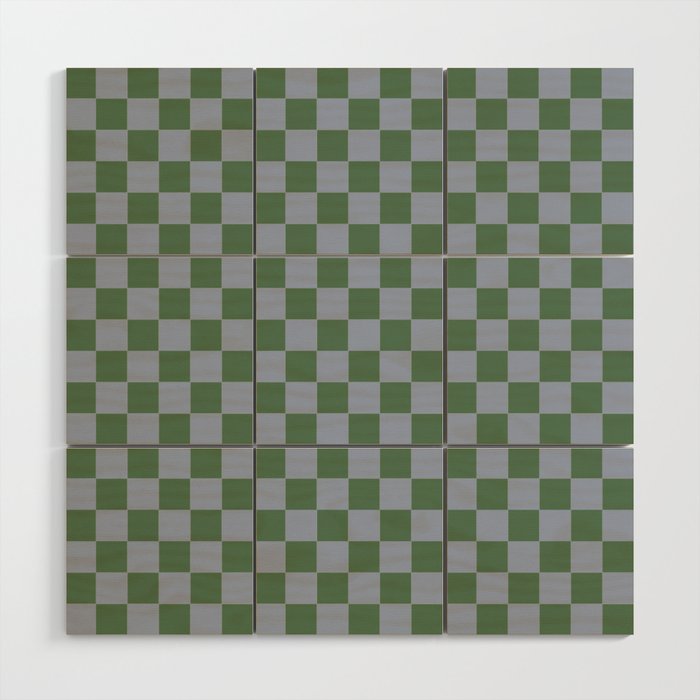 Green and Blue Checkered Wood Wall Art