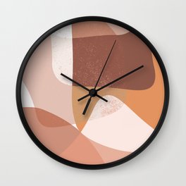 Abstract Terracotta Clay Shapes Wall Clock | Design, Graphicdesign, Texture, Geometric, Organic, Nadezdakravcenko, Retro, Minimalist, Natural, Nude Colors 