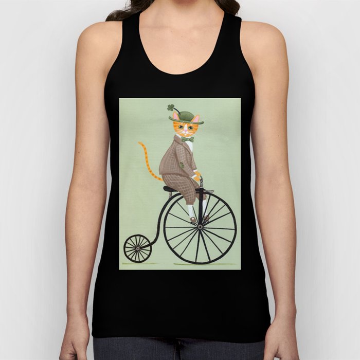 Dandy Cat on a Penny Farthing Bicycle Tank Top