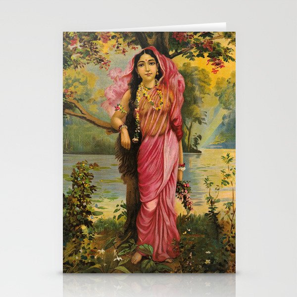 Goddess of Spring, Vasantika by Raja Ravi Varma Stationery Cards