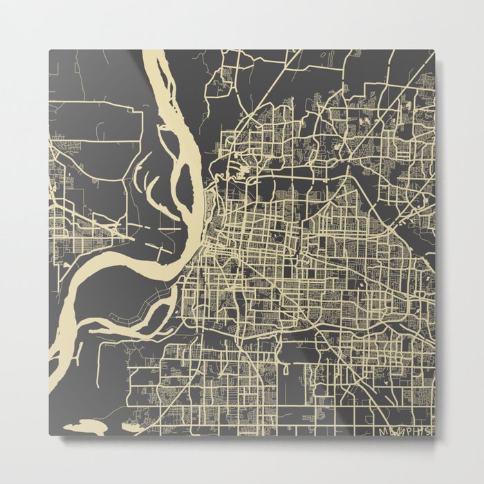 Memphis map yellow Metal Print