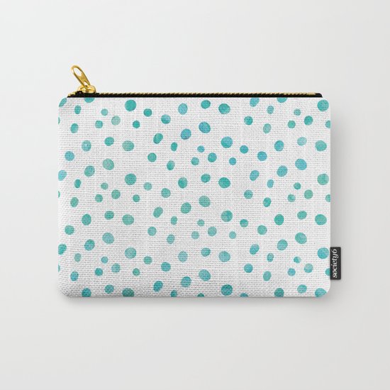 Small Blue Watercolor Abstract Polka Dots Carry-All Pouch
