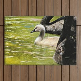 Cygnet Black Swan Family Swans Outdoor Rug