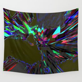 Seroenzyme Artsy atom look-alike, tiles, full of blocks, blurry and wavy colorful shapes of various sizes on plain wall Wall Tapestry