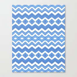 Blue and Periwinkle Zig Zag Chevron Stripe Canvas Print