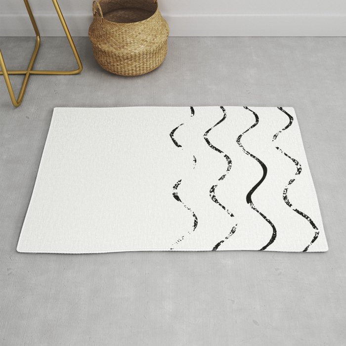 Waves - Black on White vertical - Mix & Match with Simplicity of life Rug