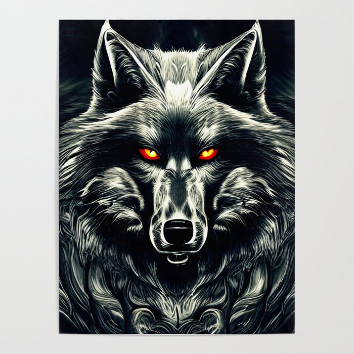 Black Shadow Wolf Fenrir Poster
