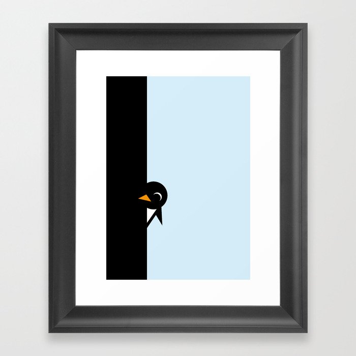 Peeking Penguin Framed Art Print