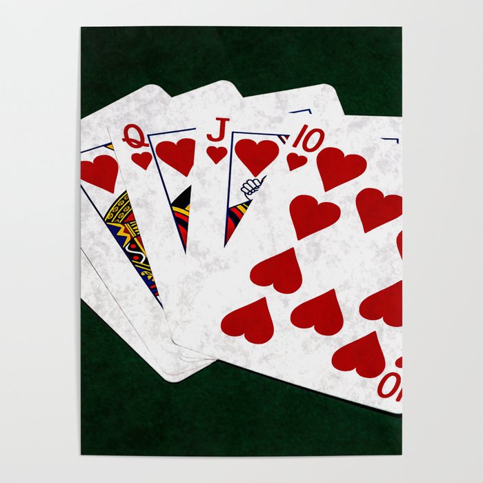 Poker Royal Flush Hearts Poster