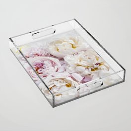 Pink and white peony flowers. Acrylic Tray