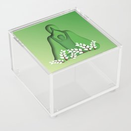 Yoga and meditation position in green Acrylic Box