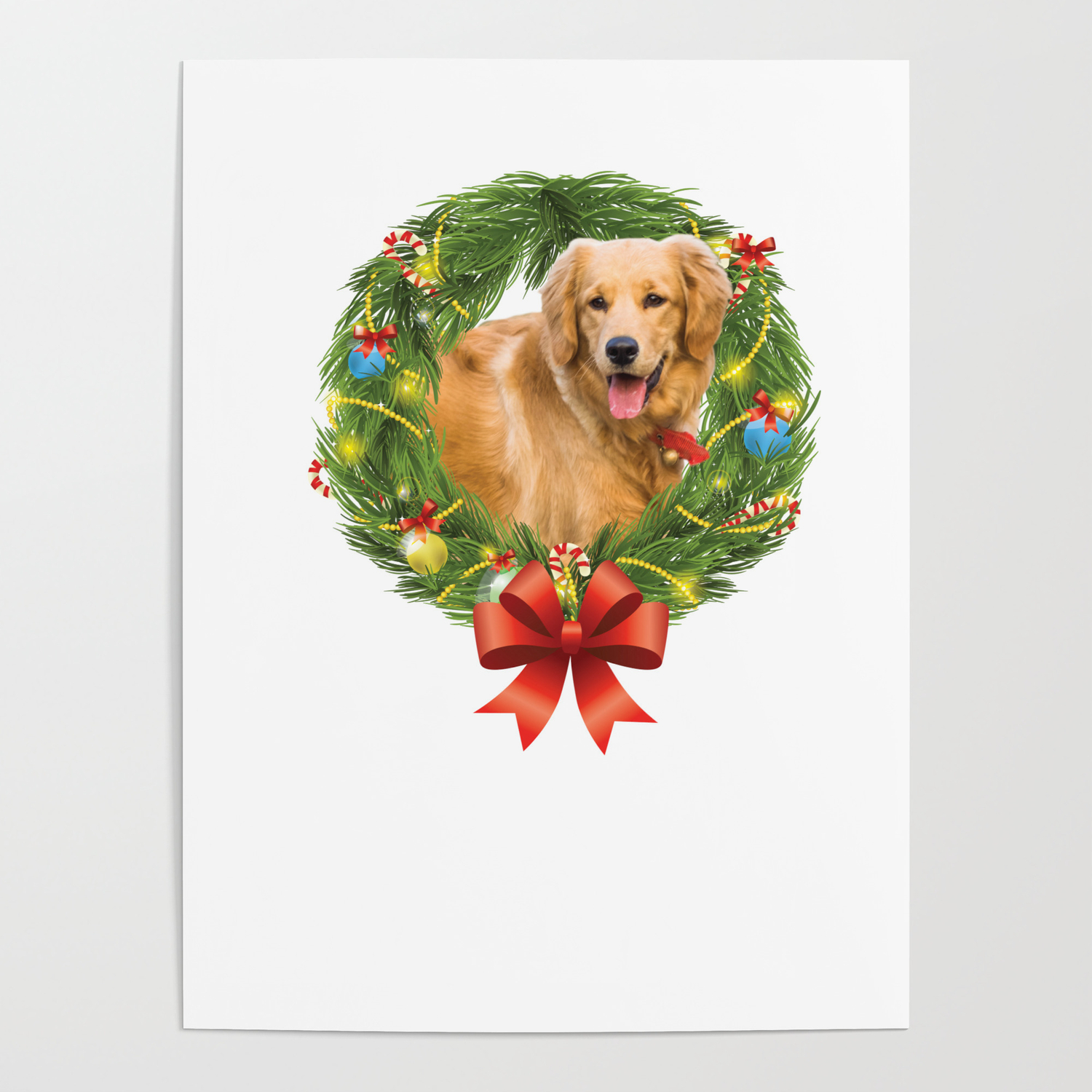Golden Retriever Christmas Wreath Dog Lovers Poster By Bubltees Society6