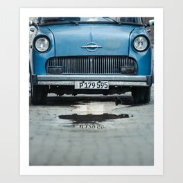 Blue Retro Car Reflection Havana | Cuba Classic Vintage Car  Art Print