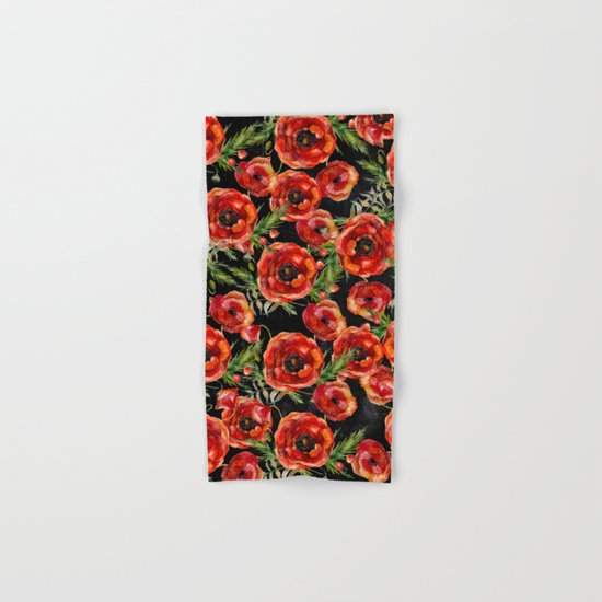 Poppy Pattern On Chalkboard Hand & Bath Towel
