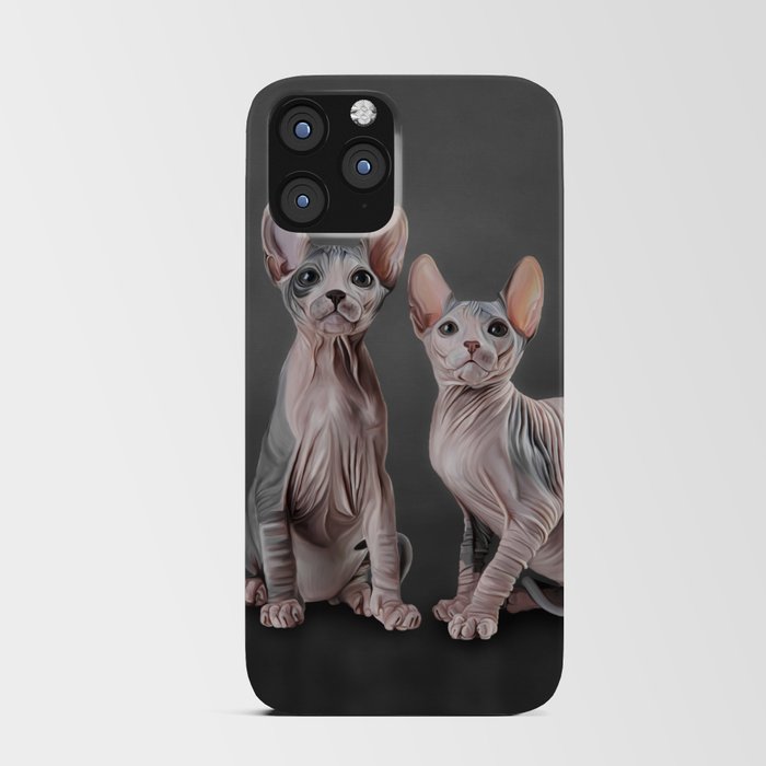 Drawing two cats Sphynx, hairless iPhone Card Case