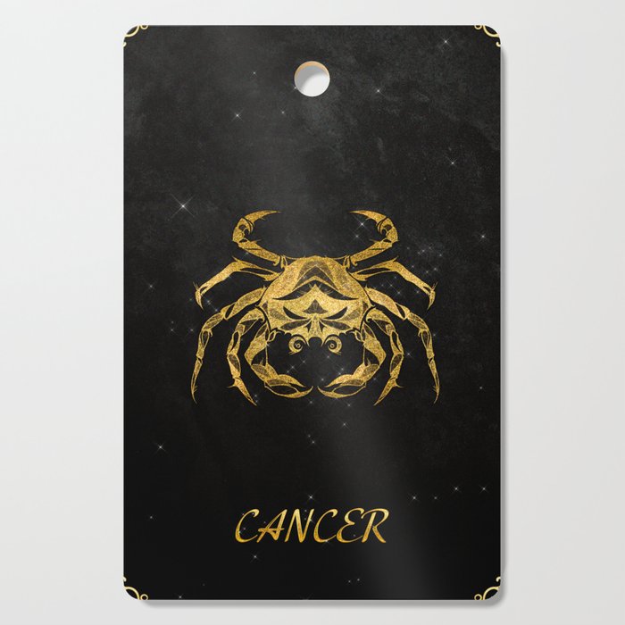 Astrology Horoscope  Zodiac Cancer Gold Black Cutting Board