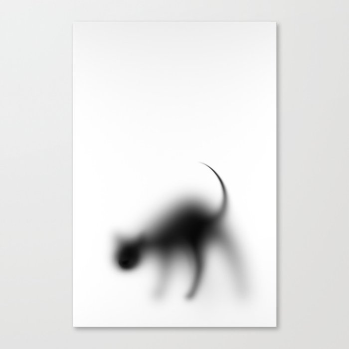 Shadow silhouette of cat behind frosted glass Canvas Print